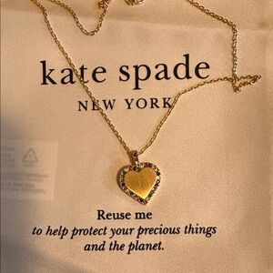 kate spade Gold Heart Pendant Necklace with Multicolor Stone Border
